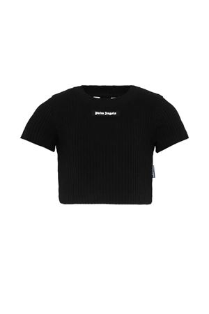 ribbed short-sleeve crop top PALM ANGELS KIDS | PGAA017S26JER001110